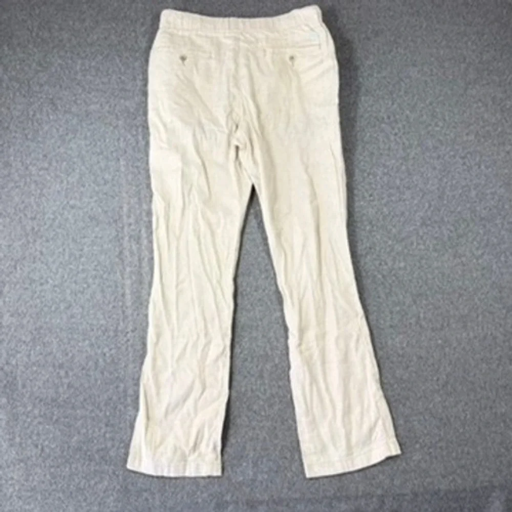 Tommy Bahama Mens Beige Linen Blend Elastic Waist Relaxed Straight Pants Size M